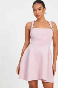A Line Dresses*Quiz Petite A-Line Mini Dress Pale Pink