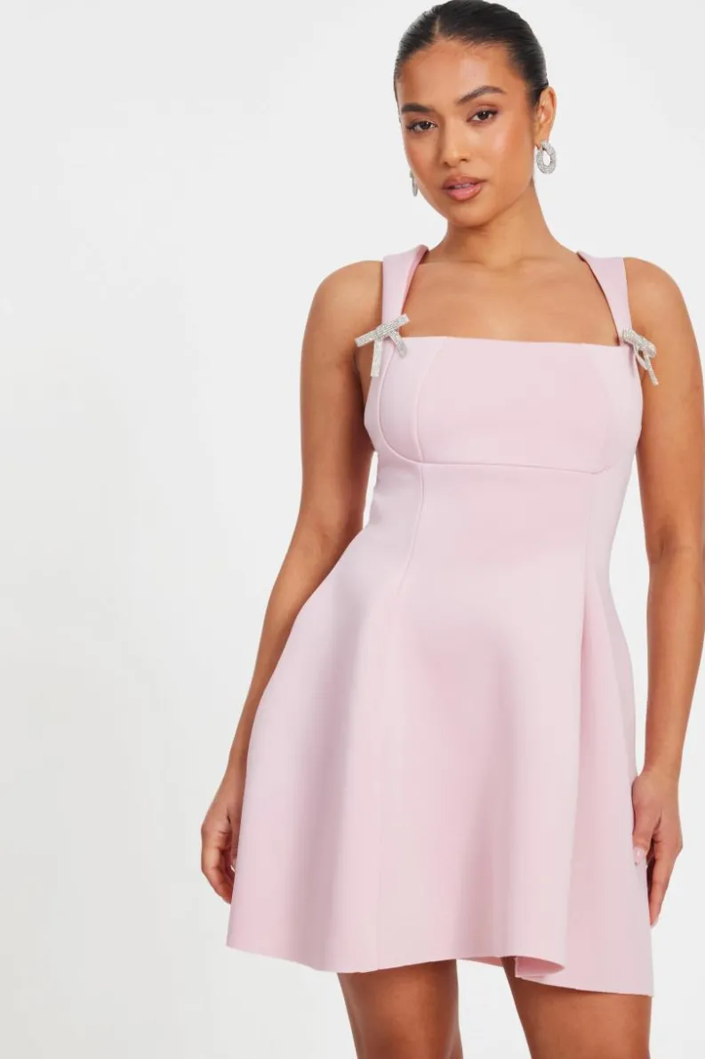 A Line Dresses*Quiz Petite A-Line Mini Dress Pale Pink