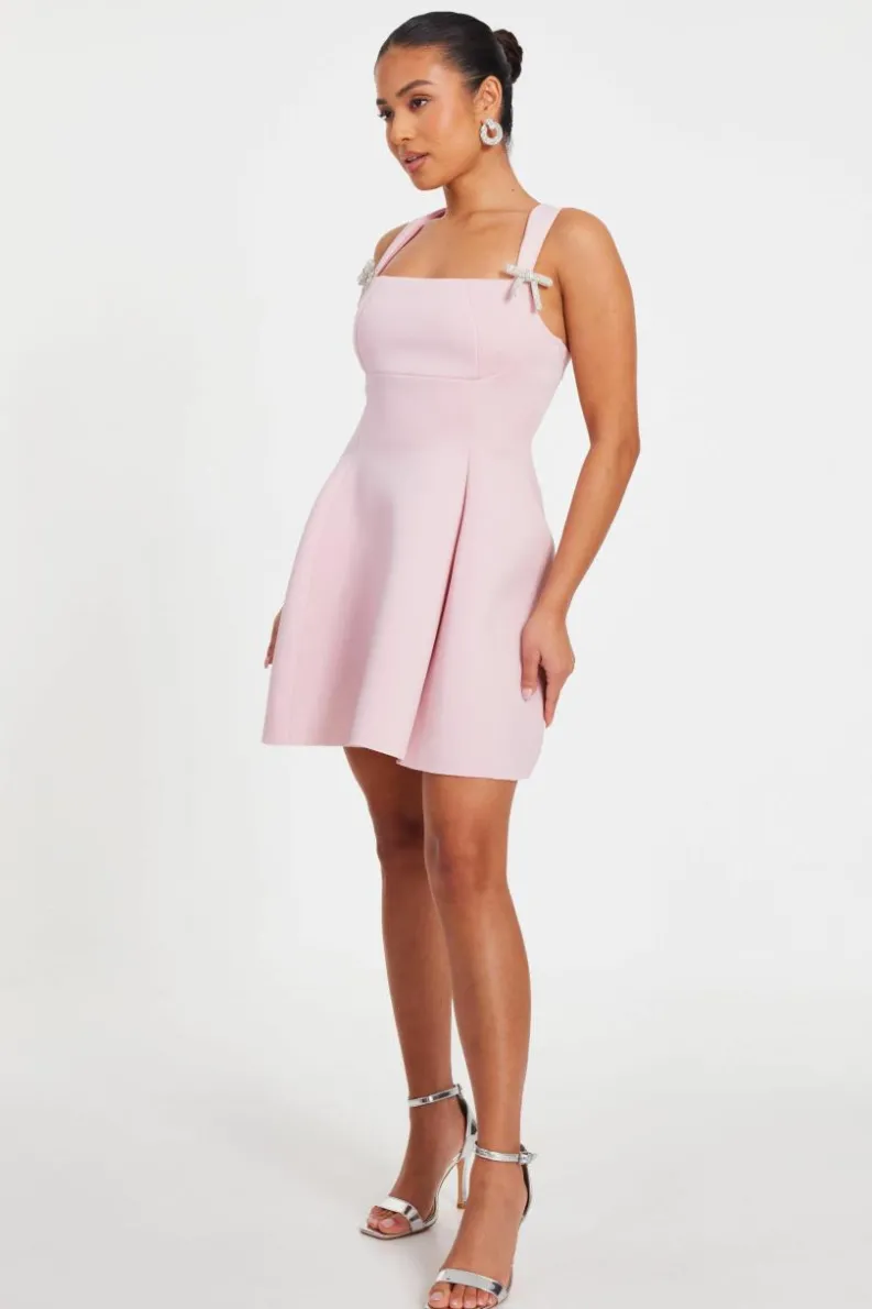 A Line Dresses*Quiz Petite A-Line Mini Dress Pale Pink