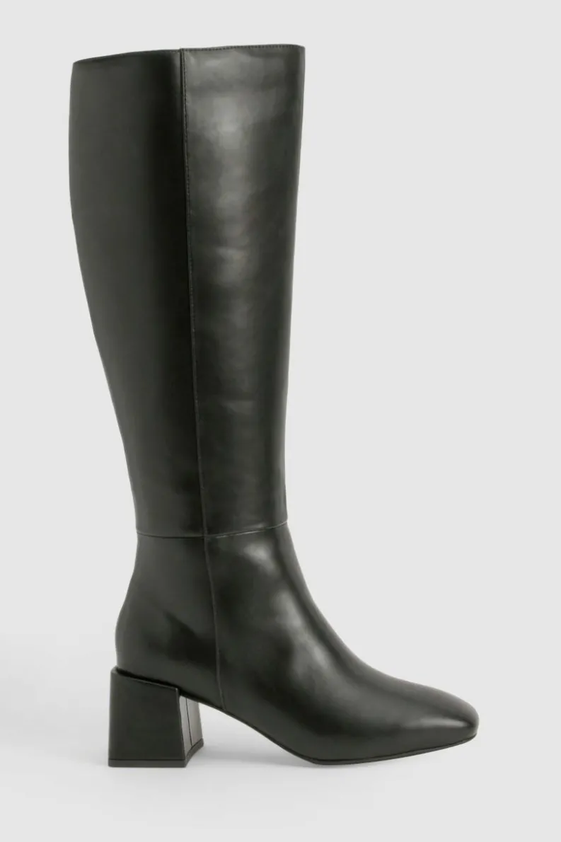 Heels|Over The Knee Boots*boohoo Panel Detail Block Heel Knee High Boots black