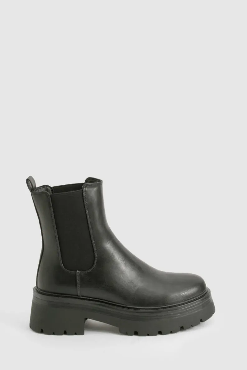 Chunky Boots*boohoo Panel Detail Chunky Chelsea Boots black