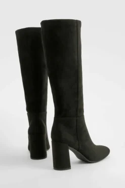 Heels|Over The Knee Boots*boohoo Panel Detail Heeled Block Heeled Knee High Boots black