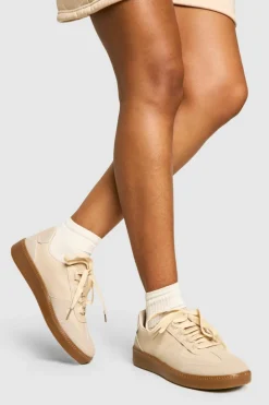 Trainers*boohoo Panel Gum Sole Trainers beige