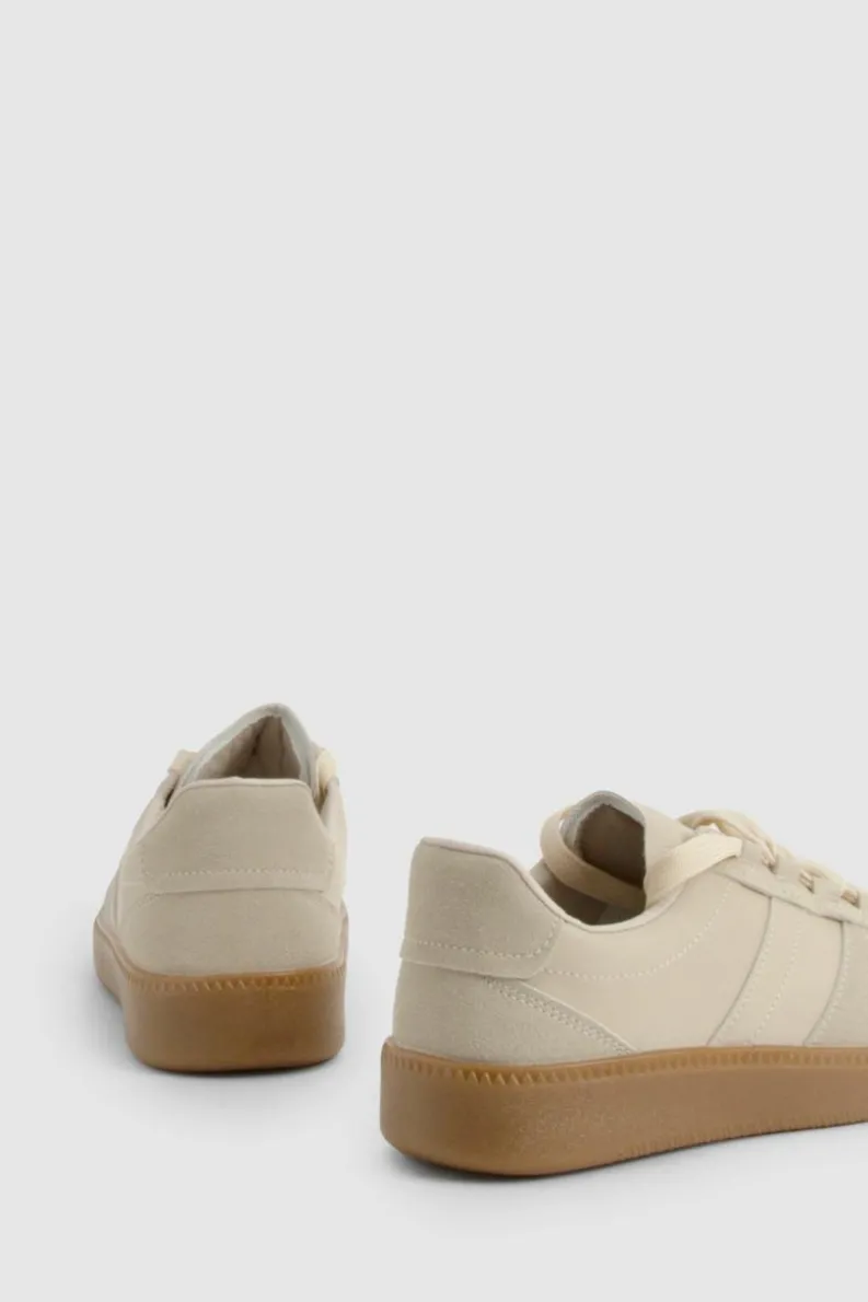 Trainers*boohoo Panel Gum Sole Trainers beige