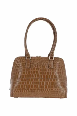 Tote Bags*Ashwood Leather Passione' Croc Print Zip Around Real Leather Tote Bag Tan