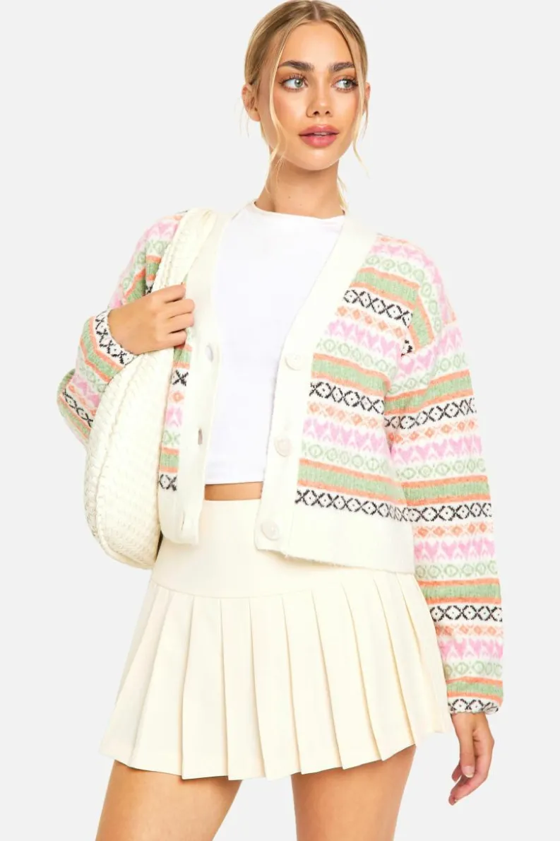 Cardigans*boohoo Pastel Fairisle Boxy Fit Knitted Cardigan multi