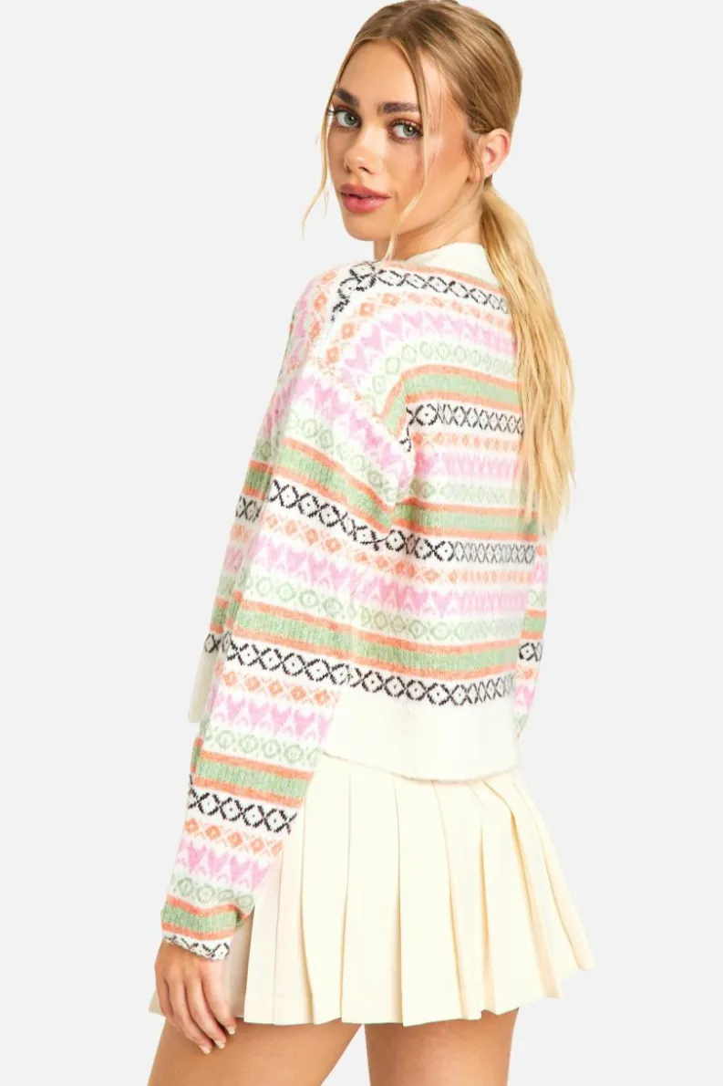 Cardigans*boohoo Pastel Fairisle Boxy Fit Knitted Cardigan multi