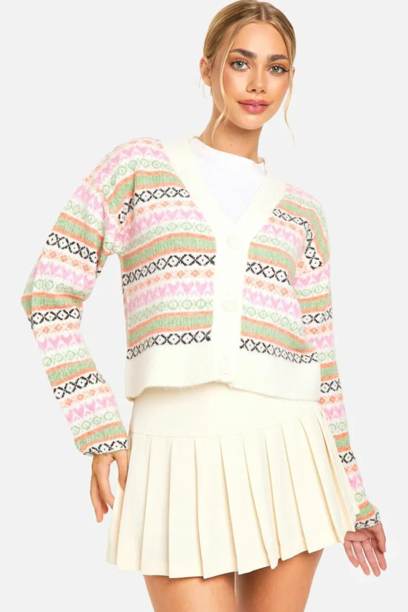 Cardigans*boohoo Pastel Fairisle Boxy Fit Knitted Cardigan multi