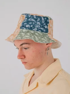 Hats & Gloves|Hats & Gloves*SVNX Patchwork Paisley Print Bucket Hat Olive