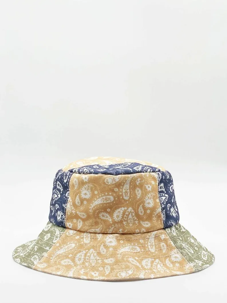 Hats & Gloves|Hats & Gloves*SVNX Patchwork Paisley Print Bucket Hat Olive