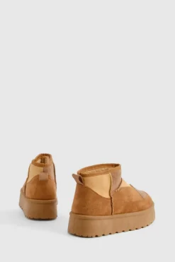 Cosy Boots|All Boots*boohoo Patchwork Platform Cosy Boot tan