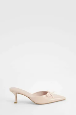 Heels*boohoo Patent Bow Detail Court Heels nude
