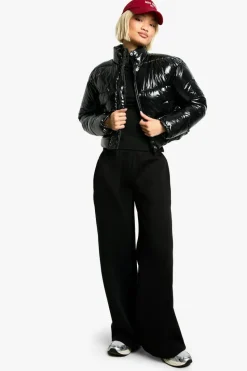 Up To 80% Off Winter Warmers|Puffer Jackets*boohoo Patent Boxy Puffer Jacket black
