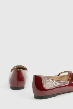 Ballet Flats|Flats*boohoo Patent Crossover Pointed Ballet Flats cherry