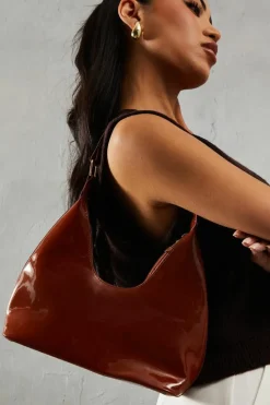 Shoulder Bags|Handbags*MissPap Patent High Shine Shoulder Bag brown