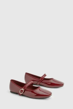 Ballet Flats|Flats*boohoo Patent Mary Jane Ballet Flats plum