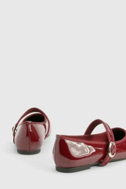 Ballet Flats|Flats*boohoo Patent Mary Jane Ballet Flats plum