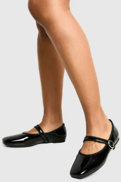 Ballet Flats|Flats*boohoo Patent Mary Jane Ballet Flats black