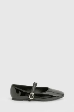 Ballet Flats|Flats*boohoo Patent Mary Jane Ballet Flats black