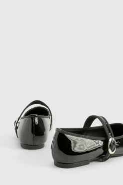 Ballet Flats|Flats*boohoo Patent Mary Jane Ballet Flats black