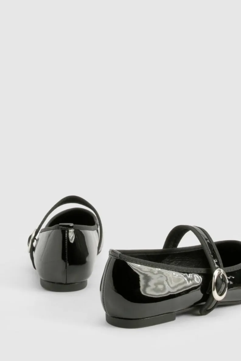 Ballet Flats|Flats*boohoo Patent Mary Jane Ballet Flats black