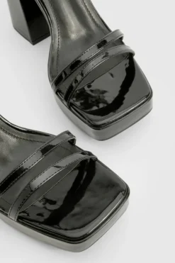 Heels*boohoo Patent Platform Strappy Heels black