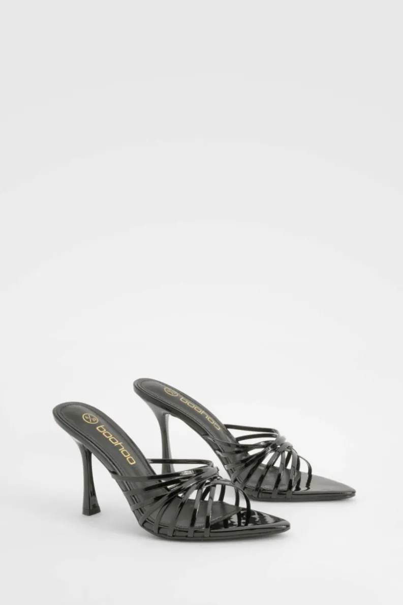 Sandals|Heels*boohoo Patent Strappy Pointed Mules black