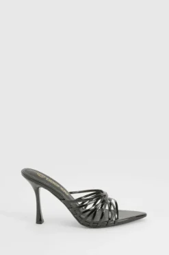 Sandals|Heels*boohoo Patent Strappy Pointed Mules black
