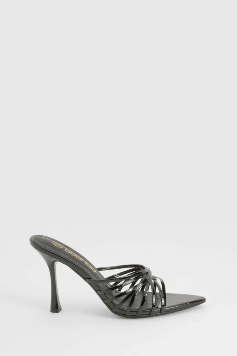 Sandals|Heels*boohoo Patent Strappy Pointed Mules black