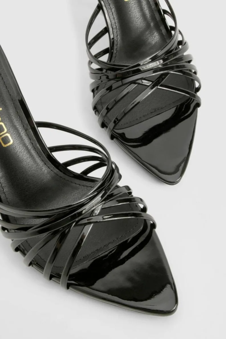 Sandals|Heels*boohoo Patent Strappy Pointed Mules black