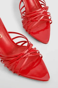 Sandals|Heels*boohoo Patent Strappy Pointed Mules red