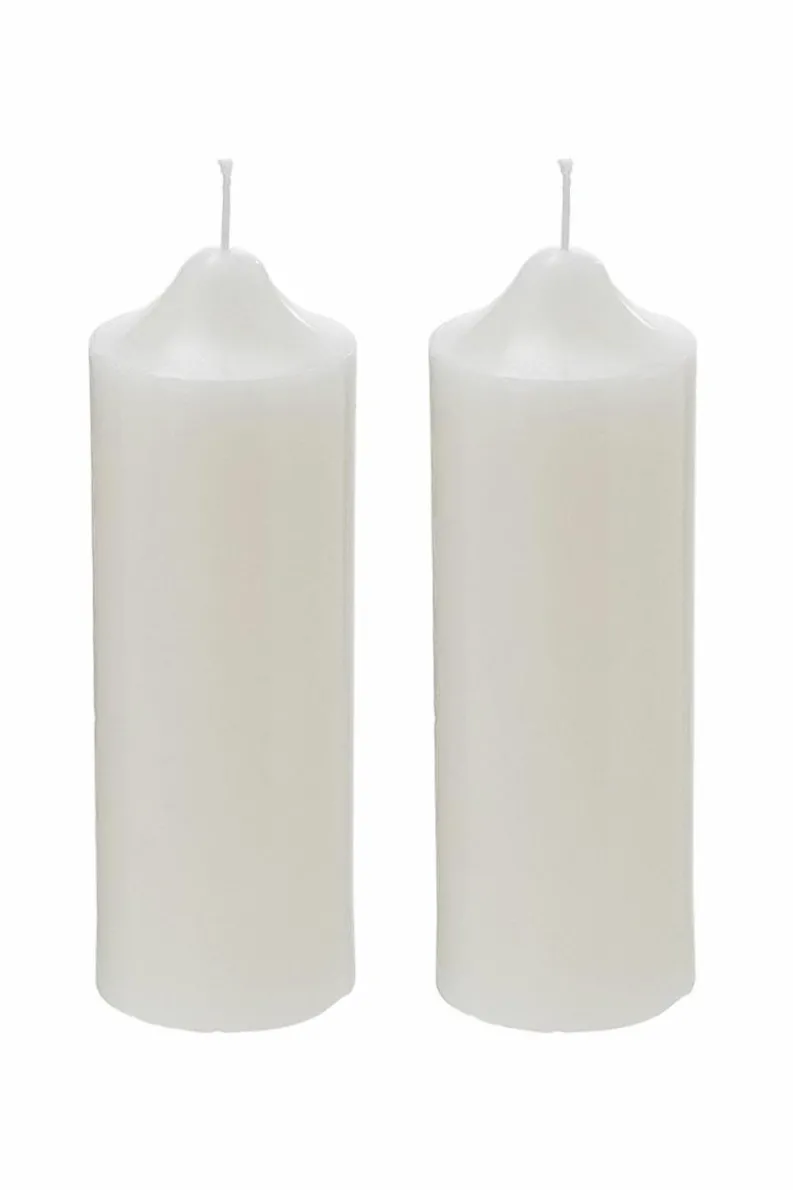 Candles & Diffusers|Candles*Living and Home 2Pcs Unscented Cylindrical Candles with Conical Heads White