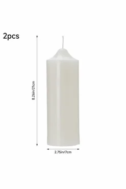 Candles & Diffusers|Candles*Living and Home 2Pcs Unscented Cylindrical Candles with Conical Heads White