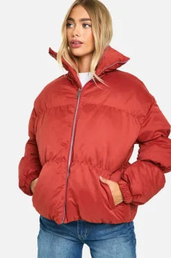 Up To 80% Off Winter Warmers|Puffer Jackets*boohoo Peached Padded Puffer Jacket rust