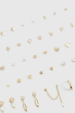 Earrings*boohoo Pearl and Stud Earrings 25 Pack gold