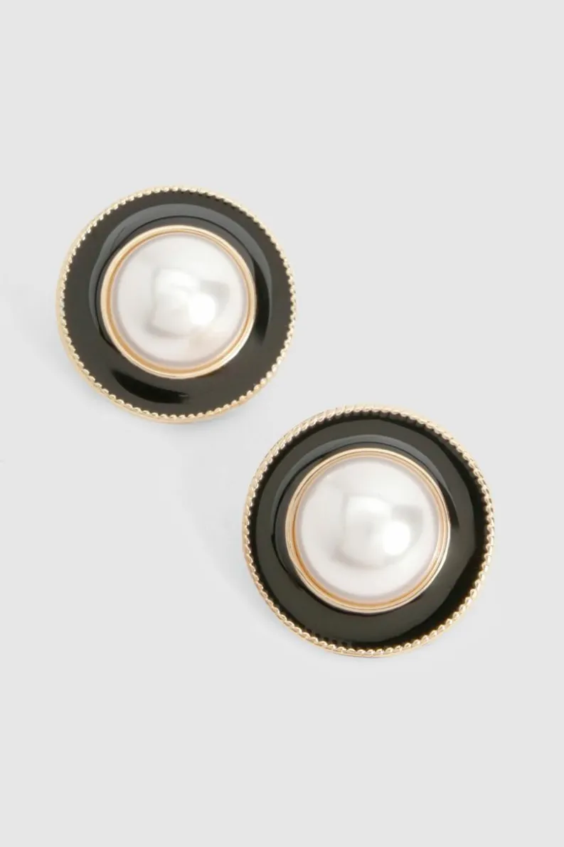 Statement Earrings*boohoo Pearl Detail Oversized Stud Earrings gold