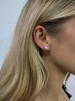 Earrings*SVNX Pearl Diamante Earrings in Silver