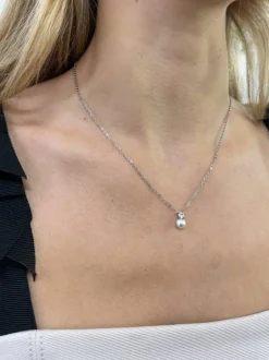 Necklaces*SVNX Pearl Diamante Necklace in Silver
