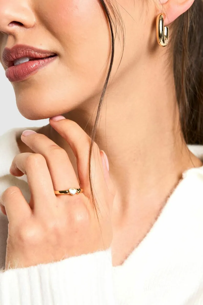 Rings*boohoo Double Heart Ring pearl