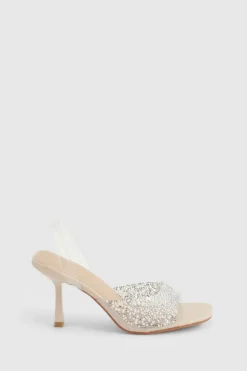 Heels*boohoo Pearl Embellished Slingback Heels nude