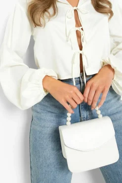 Handbags*boohoo Pearl Handle Grab Bag white