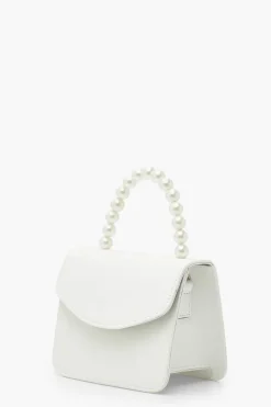 Handbags*boohoo Pearl Handle Grab Bag white