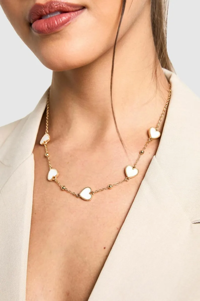 Necklaces*boohoo Scattered Heart Necklace pearl