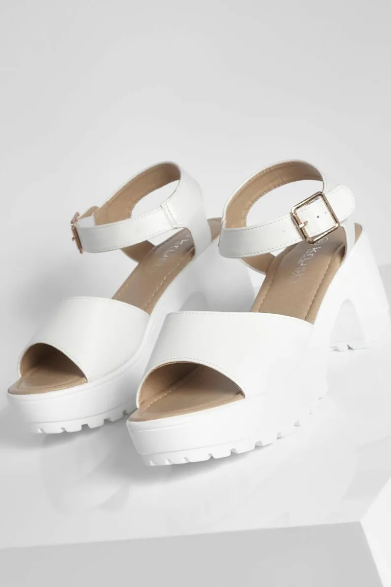 Flats|Sandals*boohoo Peep Toe Two Part Cleated Sandals white