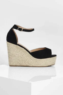 Wedges*boohoo Peeptoe Espadrille Wedges black
