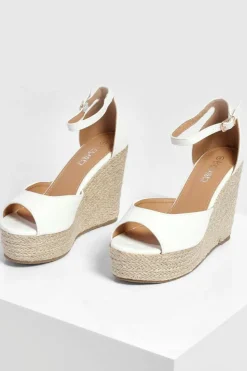 Wedges*boohoo Peeptoe Espadrille Wedges white
