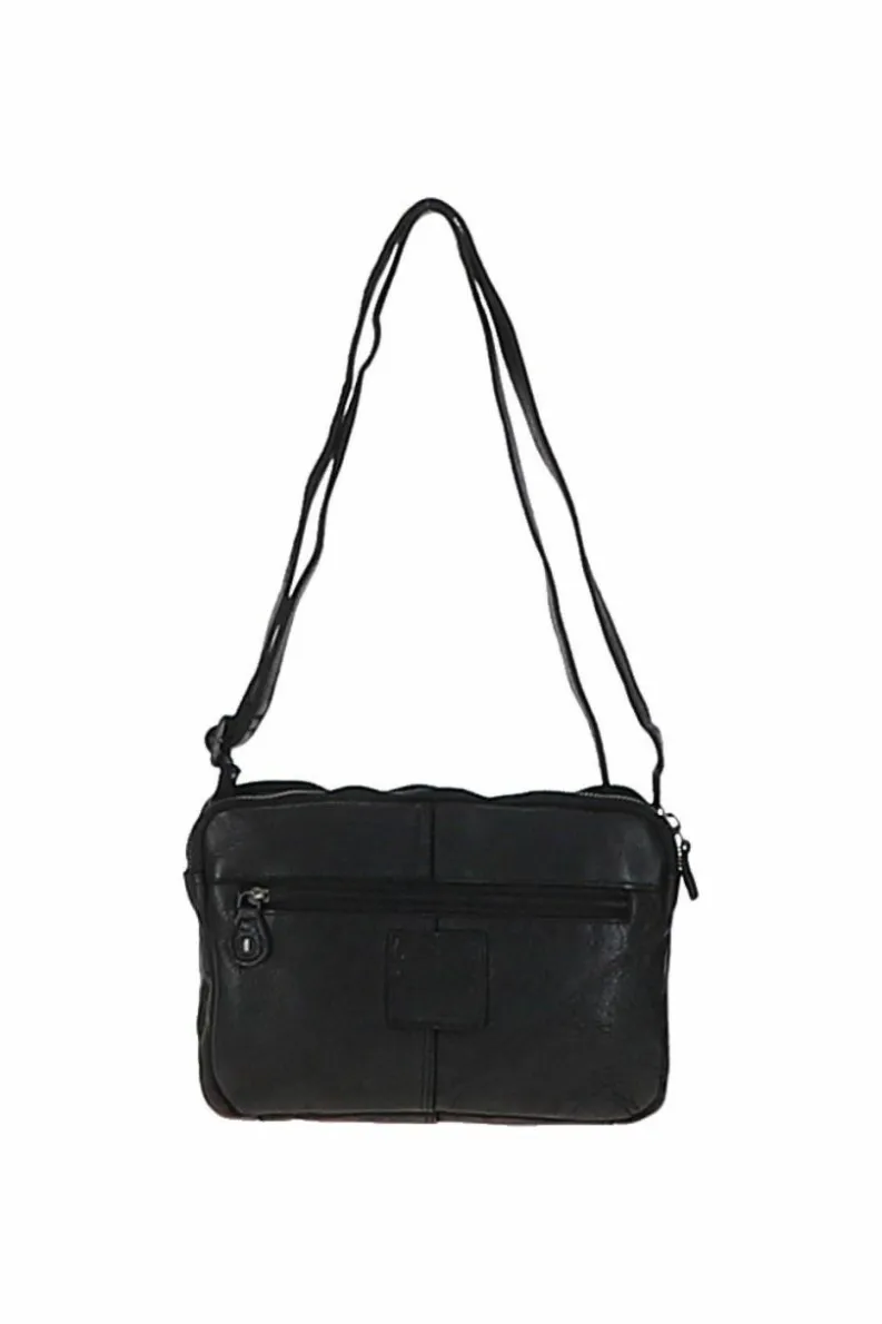 Shoulder Bags*Ashwood Leather Perfezione' Three Section Vintage Woven Leather Shoulder Bag Black
