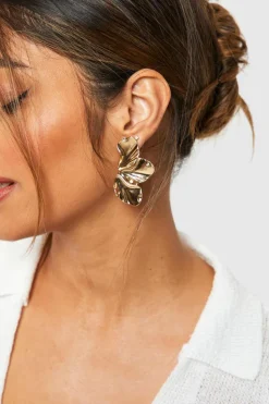 Statement Earrings*boohoo Petal Detail Statement Earrings gold