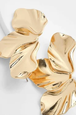 Statement Earrings*boohoo Petal Detail Statement Earrings gold