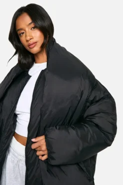 Up To 80% Off Winter Warmers|Puffer Jackets*boohoo Petite 2 In 1 Longline Scarf Puffer Jacket black